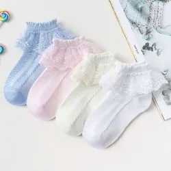 1 pair Baby Girls Casual Ruffle Socks